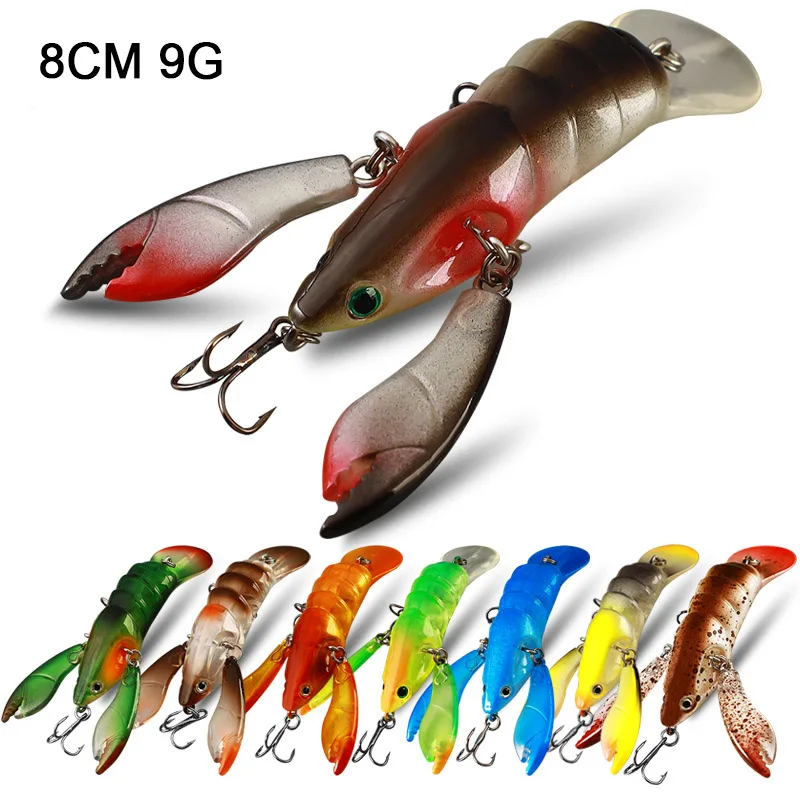 Hard Bait Crayfish Abs Material Swimbait 80mm 9g Shrimp Hard Artificial Lure 8# Hook Wobbers For Snakehead Bass Fishing Lures