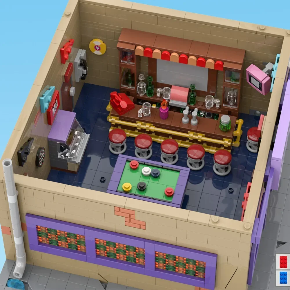 MOC- 152941   Conjunto de blocos de construção modulares Simpsoned Moe's Tavern Idéia Street View 1736 PCS Brinquedos Adultos Presente de Natal