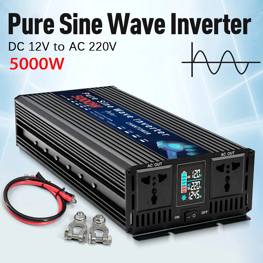 Pure Sine Wave Inverter 12V 220V/110V 1000W 1600W 2200W 3000W 4000W 5000W DC To AC Power Voltage Converter Car Solar Inverter