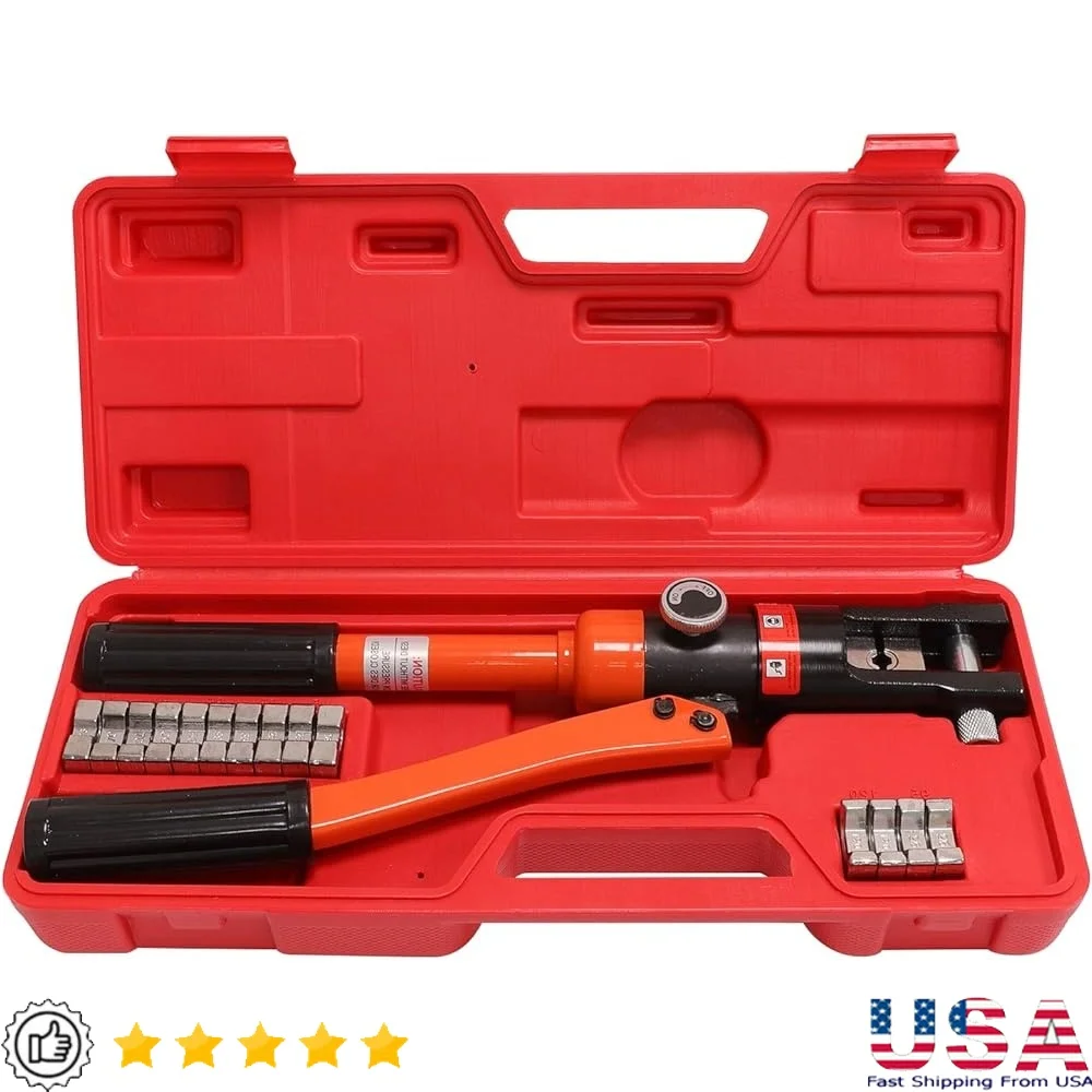 

Heavy Duty Hydraulic Cable Crimping Tool 12 Ton with 8 Dies Professional Wire Terminal Crimper Battery Lugs