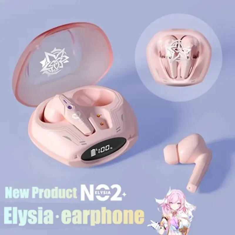 Elysia-auriculares inalámbricos con Bluetooth, juego Honkai Impact 3, accesorio de Anime Miss Pink Elf, Herrscher of Human: Ego, accesorio de Cosplay