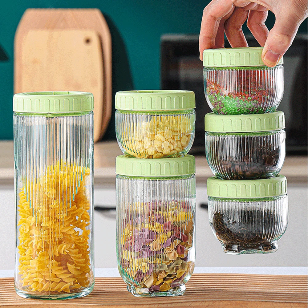 3/6pcs Sealed Storage Pots Cat Claw Dry Goods Beans Grains Sealed Jar Stacked With Portable Packaging Cans Kitchen Food Storage