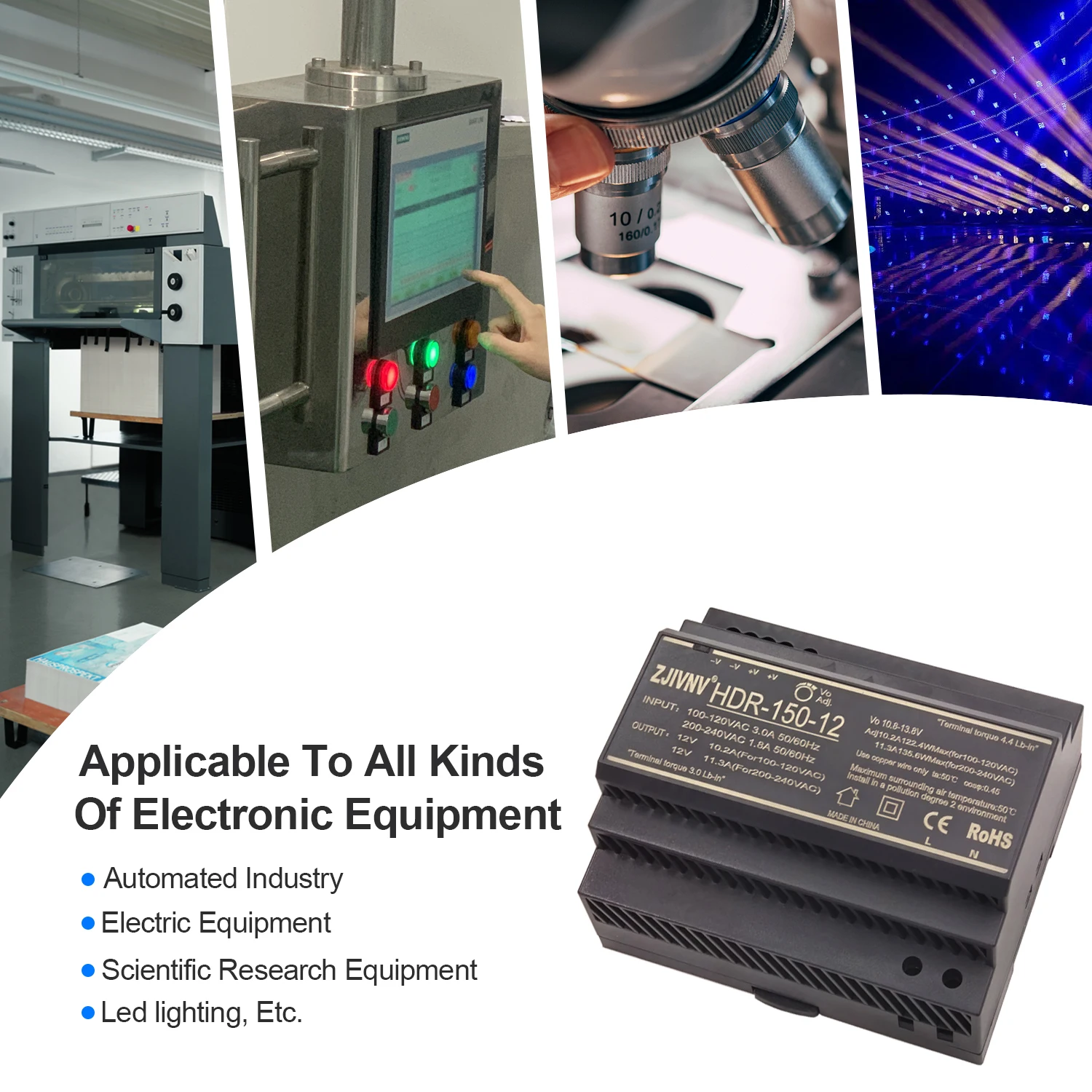 Din Rail Mounted Switching Power Supply HDR-15/30/60/100W 5V 12V 24V 48V Input  AC100-240V Mini Size smps