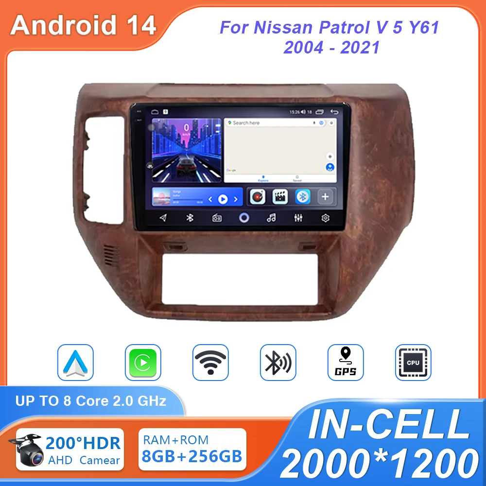 Car Radio Android 14 For Nissan Patrol V 5 Y61 LHD RHD 2004 - 2021 GPS Navigation Multimedia Player Android Auto Carplay No 2din