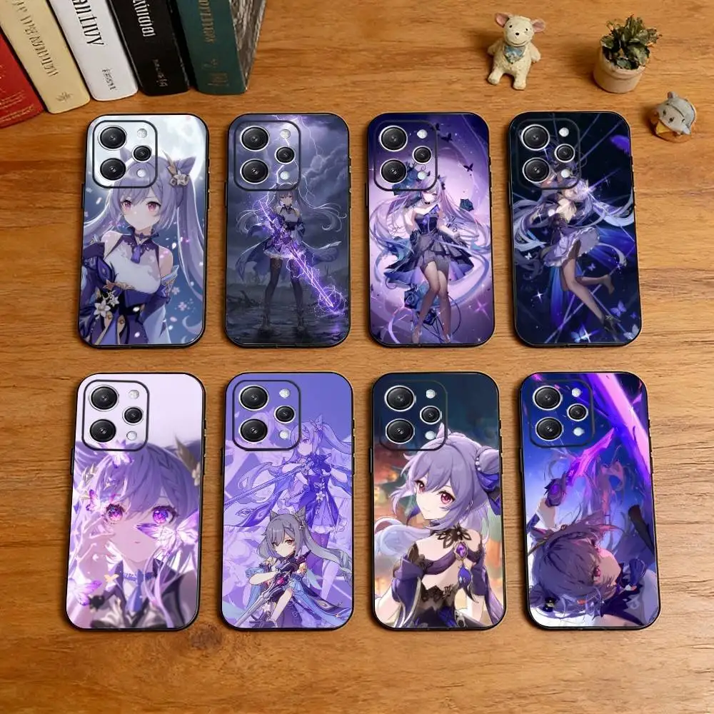 K-Keqing Electro Character Graphic  Phone Case For iPhone 17,16,15,14,13,12,11 Plus,Pro Max,XS,Soft Silicone Black Cover