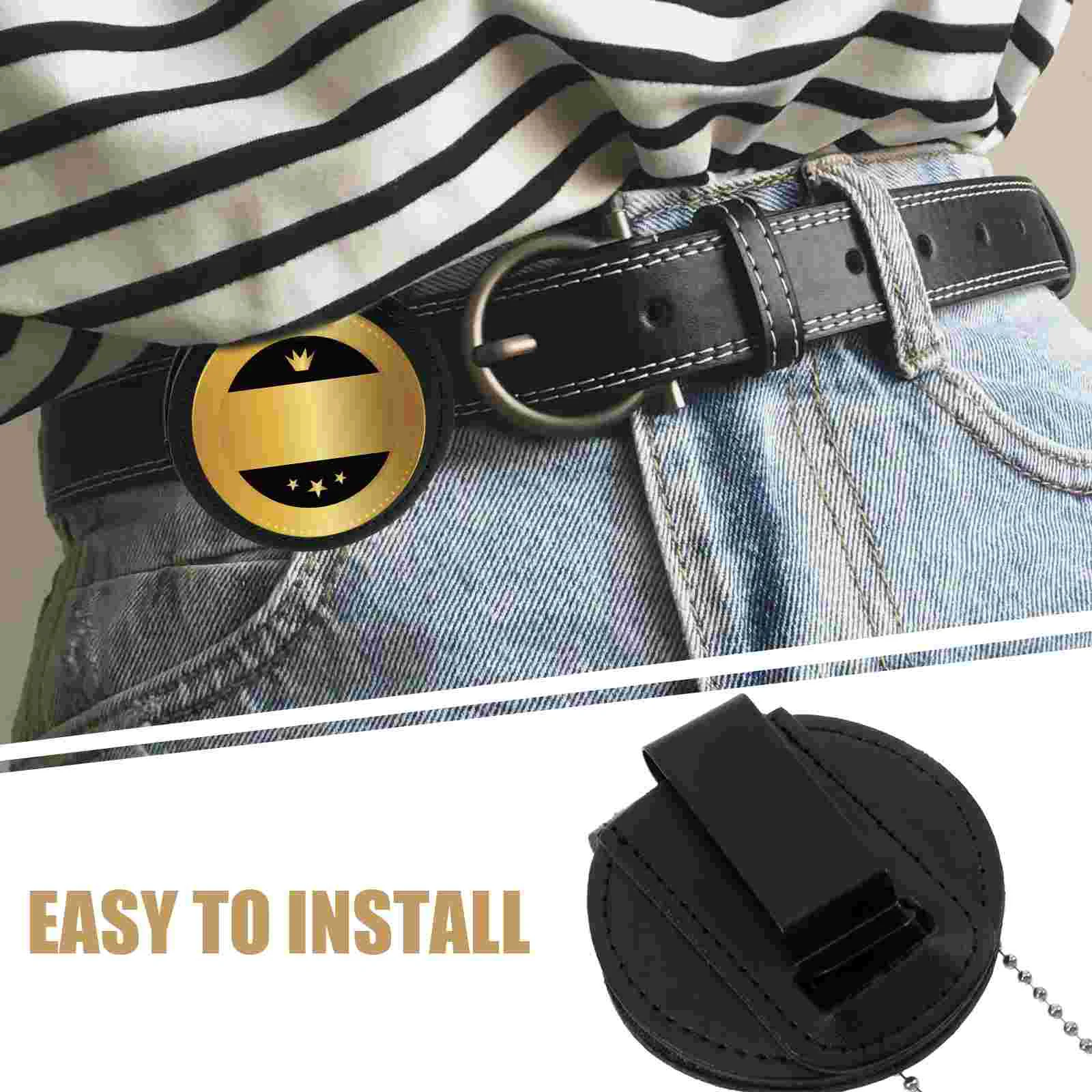 s Badge ID Holder Cute Security Police Reel Belt Clip Circular Law Enforcement Accessories Black Cop PU Transparent