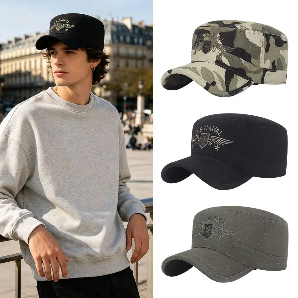 Hat Men Fishing Retro Do Old Wash Jeans Big Head Bib Flat Top Hat Outdoor Casual Tie-In Female Cap Trend European