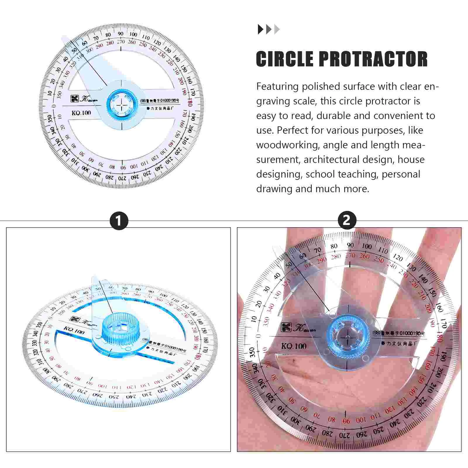 4 Pcs Protractor Portable Measuring Ruler 360 Degree Digital Tool Professional Circle Drafting Multifunction Multi-function