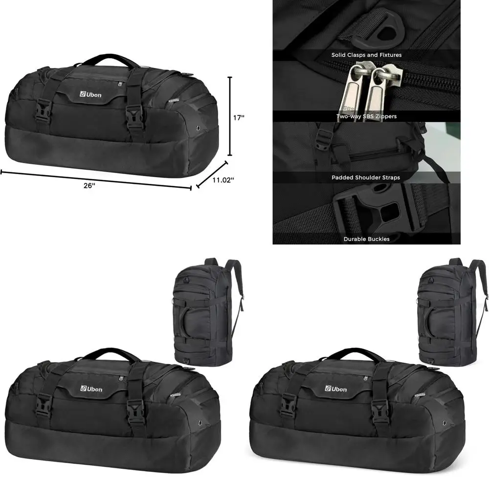 

4-Way Sports Gym Backpack with Padded Straps, Weekender Bags for Camping and Traveling, Shoe Compartment Included