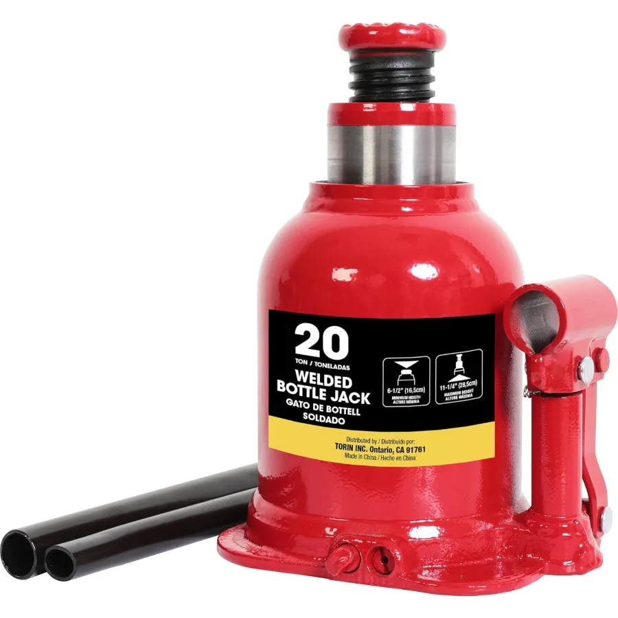 

BIG RED 20 Ton 40000 LBs Torin Welded Hydraulic Stubby Low Profile Bottle Jack Red ATH92007AR