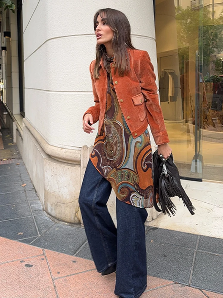 

Autumn Winter Velvet Crop Jacket For Women Long Sleeve Lapel Single Breasted Solid Coat 2025 New Lady High Street Outwears