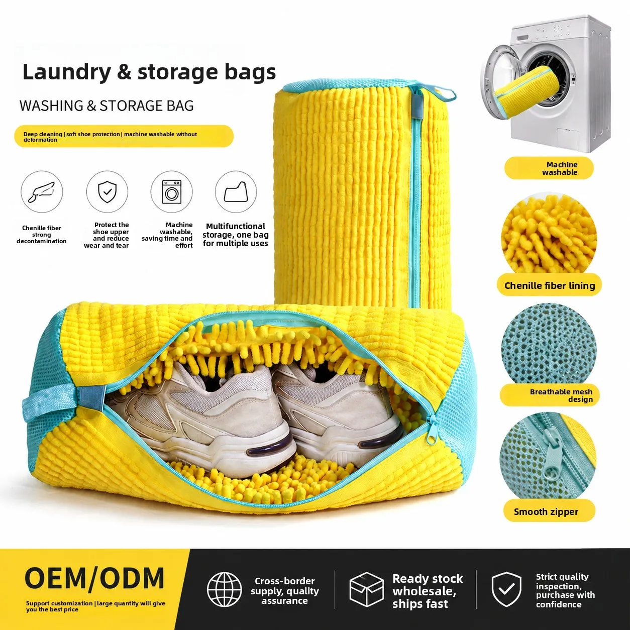 Saco de Limpeza de Sapatos para Pessoas Preguiçosas – Bolsa Cilíndrica de Poliéster-Algodão para Proteção de Calçados e Prevenção de Deformação