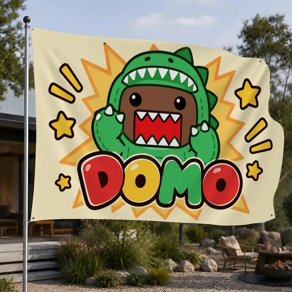 Cartoon Domo-kun Flags Flags Minimalist Fabric   Outdoor Garden Banner Hanging Sign for Shop Home Decor