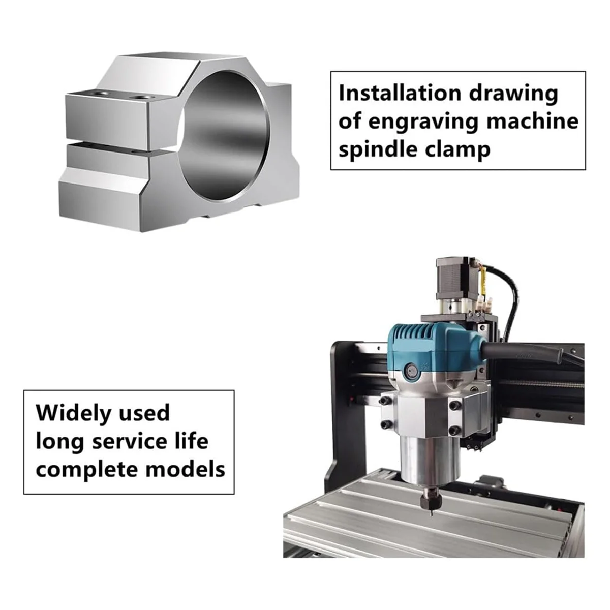 X07A 65mm CNC Spindle Motor Clamp Mounting Bracket,Spindle Motor Mount Support with 4pcs Screw, for CNC Router Engraving