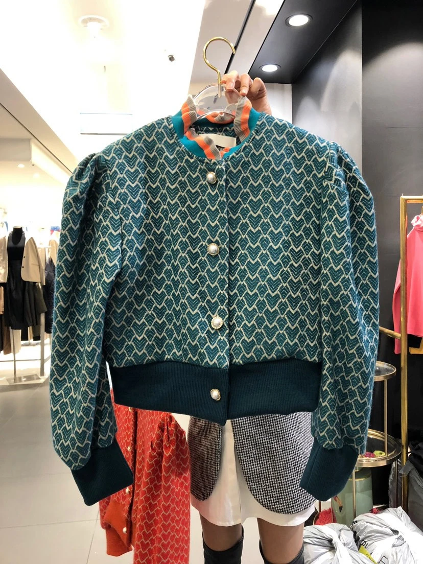 Fashion Lace Stand Collar Jacket Pearl Button Loose Short Coat 2023 Autumn and Winter New Ladies Patchwork Warm Queen Jacket