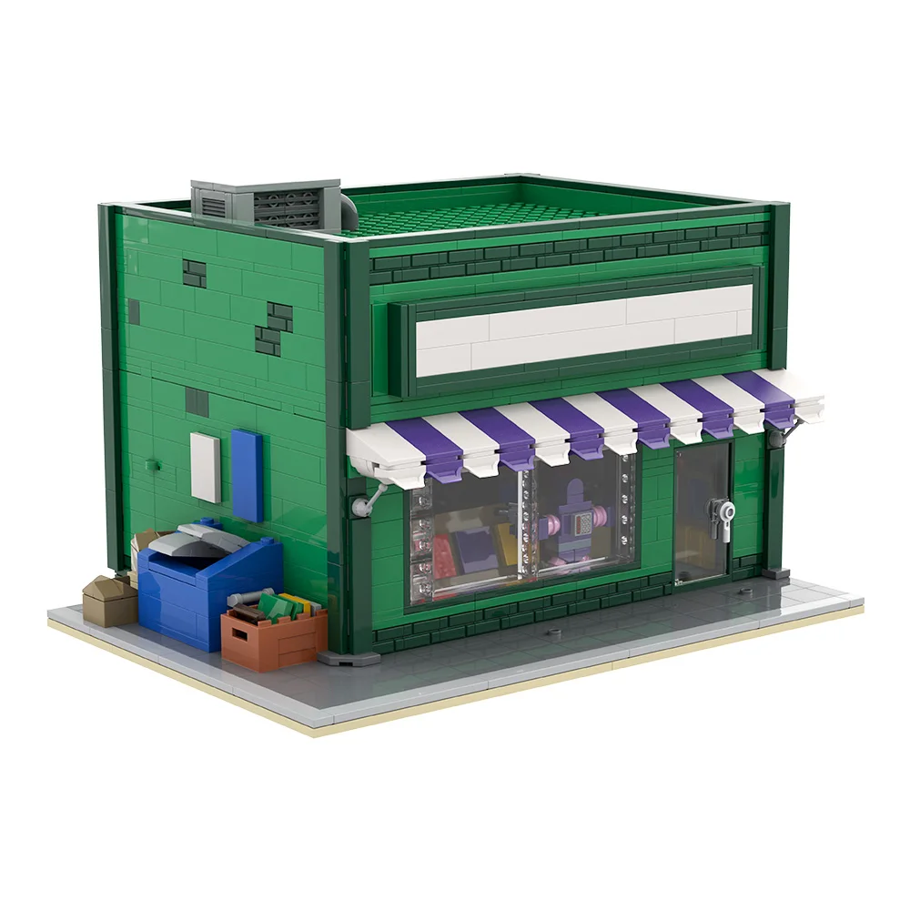 

MOC Comic Shop Modular Building Blocks Cartoon Yellow Town Toy Bricks DIY Creative Street Scene Architecture Collector Gift Set