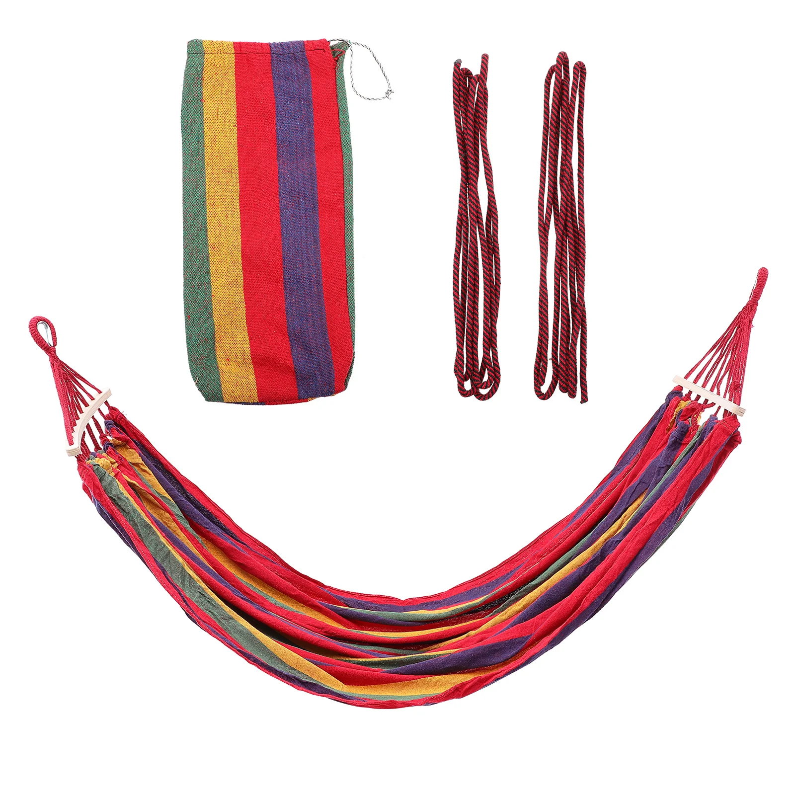 أرجوحة قماشية مخططة محمولة للاستخدام الخارجي للتخييم والمشي لمسافات طويلة والسفر خفيفة الوزن ومتينة وسهلة التعبئة في أرجوحة الحديقة