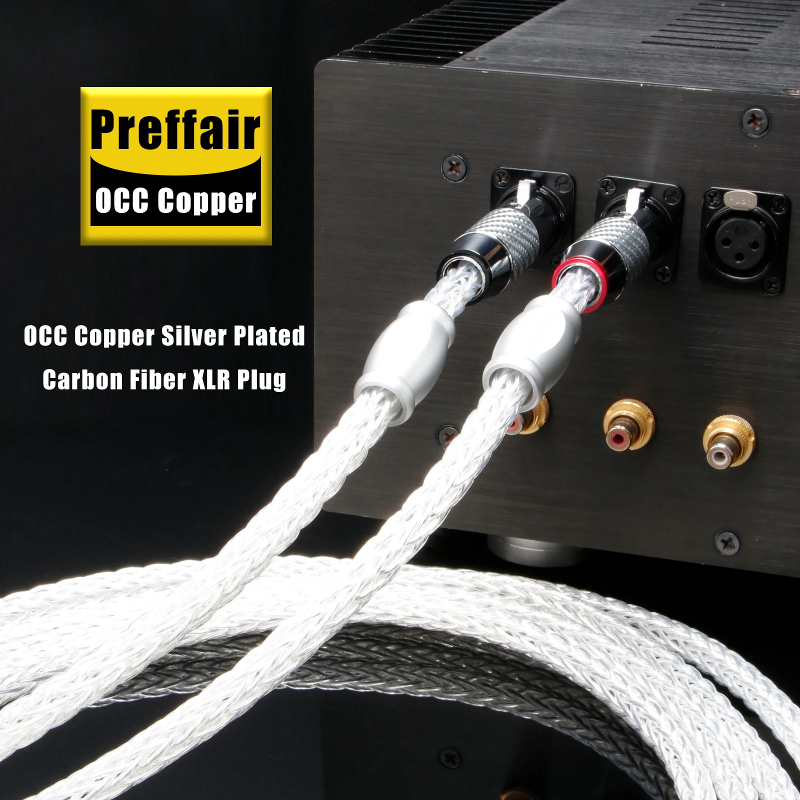 Preffair Hi-End 6AG XLR-Kabel, versilbert, OCC, 12 Stränge, symmetrisches Kabel mit 3 Pins, symmetrischen XLR-Anschlüssen aus Kohlefaser – Detail 1