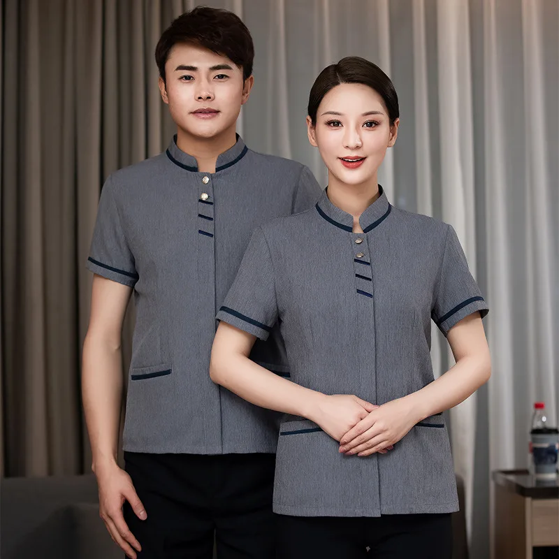 Cleaning Work Short-Sleeved Summer Clothes Female Hotel Guest Room Cleaner Clothing Property Floor Aunt PA Uniform