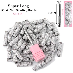 New 3MM 50PCS Super Long Mini Zebra Nail Sanding Bands UV Gel Acrylic Polish Remover Manicure Mandrel Nail Bit Accessories Tool