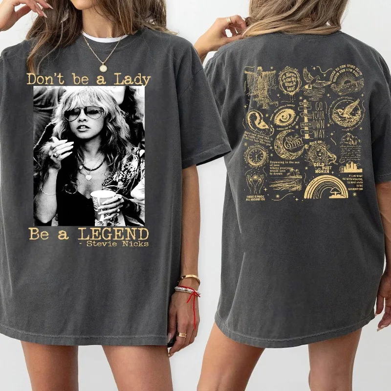 Don't Be A Lady Be A Legend Letter Print Graphic Tee Unisex Cotton T Shirt Men's Women Streetwear Oversized Loose Short Sleeve