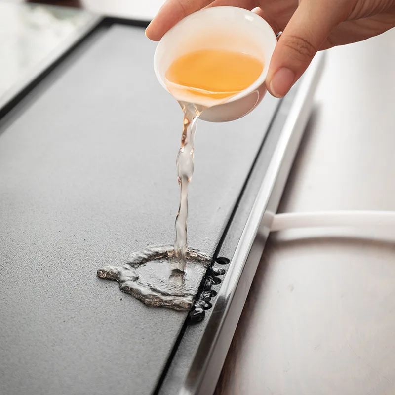 Natural Wujinshi tea tray drainable new light luxury luxury stone rock slab  office home