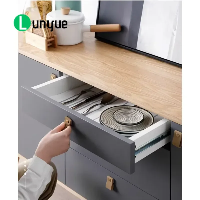 Modern Wooden Kitchen Side Cabinet with Painted Door and Solid Legs Storage Furniture for Home Dining Room Living Room