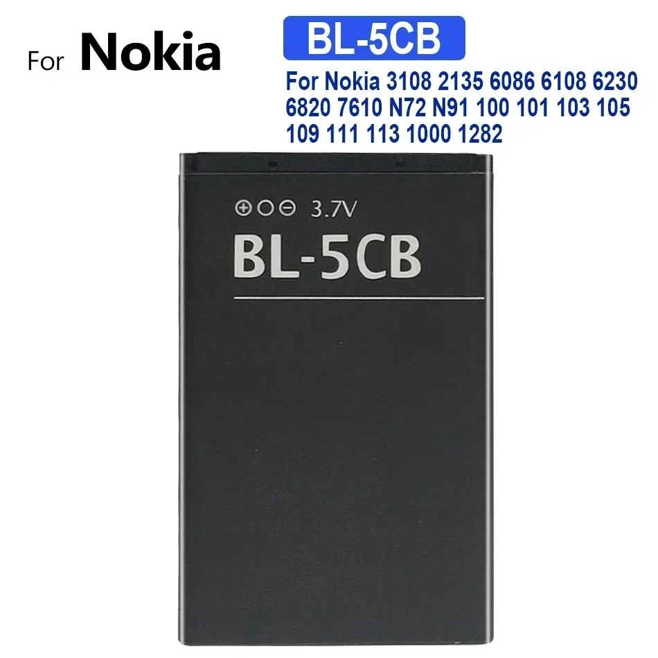 

Mobile Phone Battery BL-5CB 800mAh For Nokia 3108 2135 6086 6108 6230 6820 7610 N72 N91 100 101 103 105 109 111 113 1000 1282