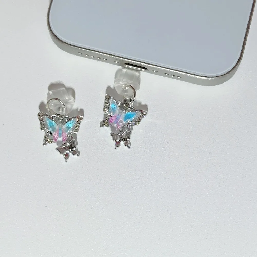 نوع C الغبار التوصيل رائعة فراشة ملحق مناسبة آيفون لشحن باد الغبار أقراط DIY قلادة فتاة هدية #5