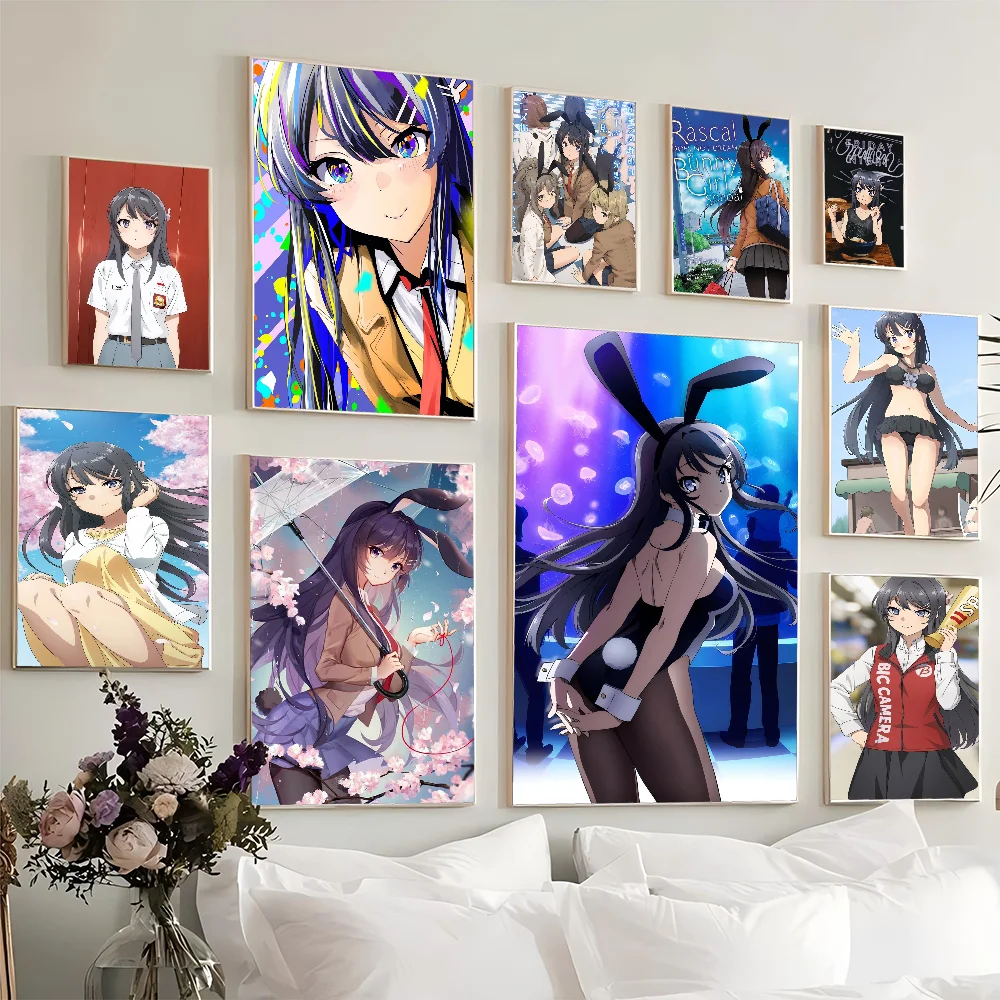 Rascal Does Not Dream Of Bunny Girl S-Senpai DIY Sticky Poster Whitepaper Prints Posters Artwork Vintage Decorative Painting