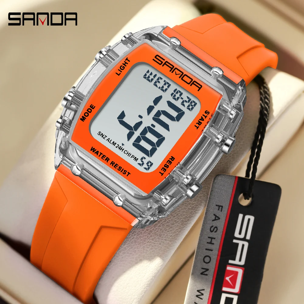 

Sanda 2175 Led Night Light Leisure Student Women Electronic Watch New Women's Multifunctional Sports 50m Waterproof Wristwatches