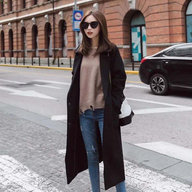 

Woolen Coat Wmen's Mid Length Hepburn Style Autumn And Winter Temperament High-end Korean Version Thickened Woolen Coat P239