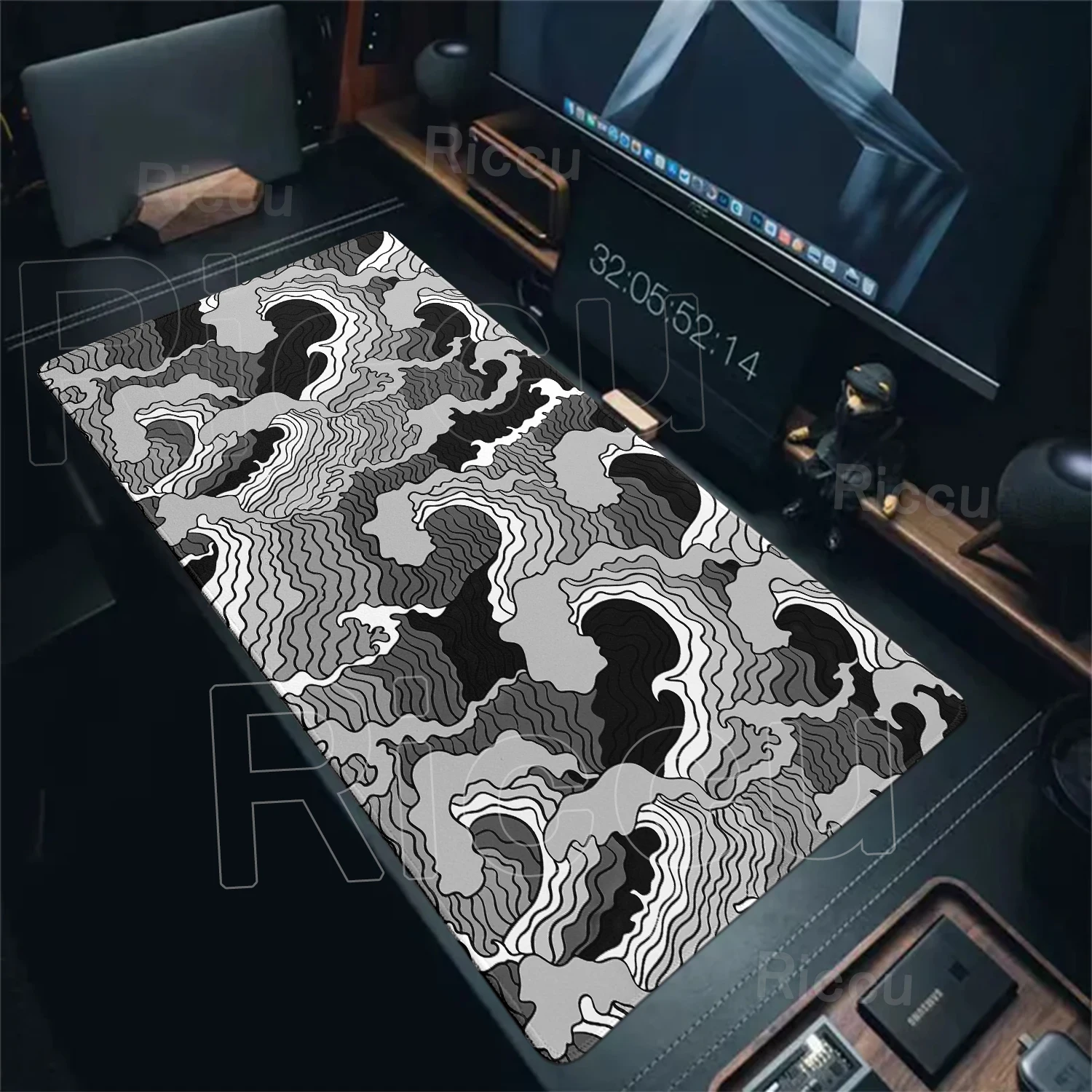 Esports Gaming Cabinet - Alfombrilla de Ratón Great Waves Negra