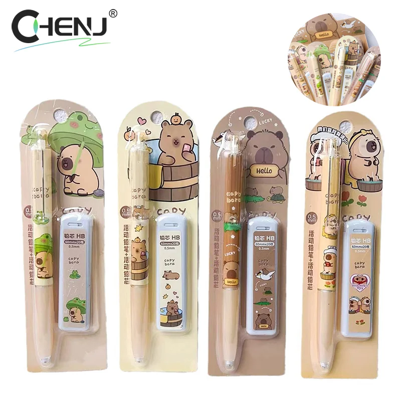 

Cute Capybara Mechanical Pencil Set 0.5mm Drawing Writing Pencils Cartoon Stationery School Office Supplies Children's Gift