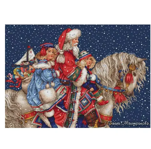 Cross Stitch Kit, Christmas Story, Santa Claus on Horseback, Child Wall Decoration, Top Quality, Lovely, Hot Selling 