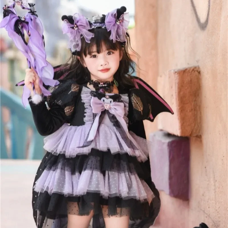 

Halloween Sanrio Kuromi Princess Dress Cartoon Girls Gauze Lolita Skirt Kids Festival Cosplay Costume Gift Birthday Party Anime