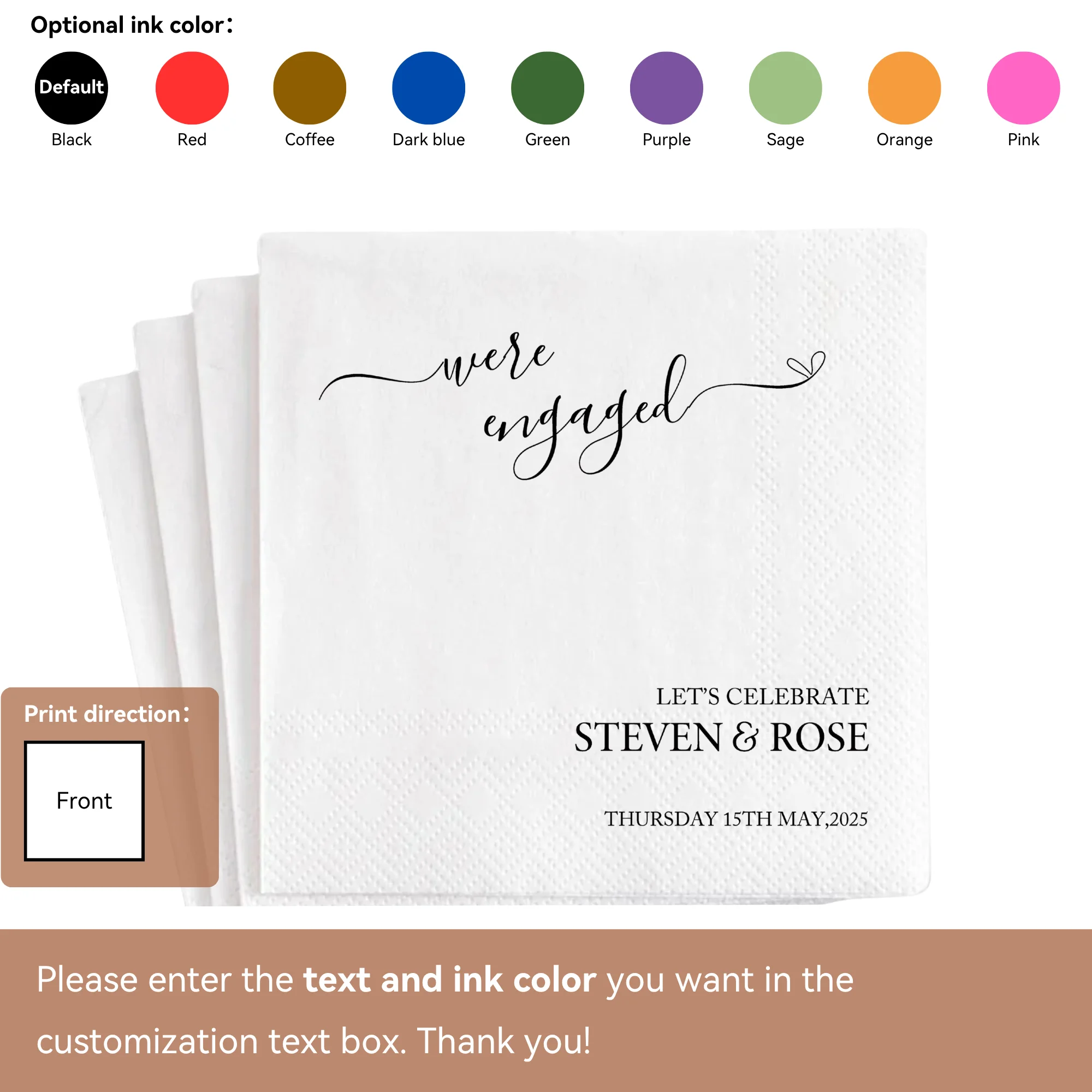 Personalisierte Hochzeits-Papierservietten, 20–500 Stück, individuelle Monogramm-bedruckte Servietten für Hochzeit, Cocktailparty, Jahrestag, Dekoration – Detail 12