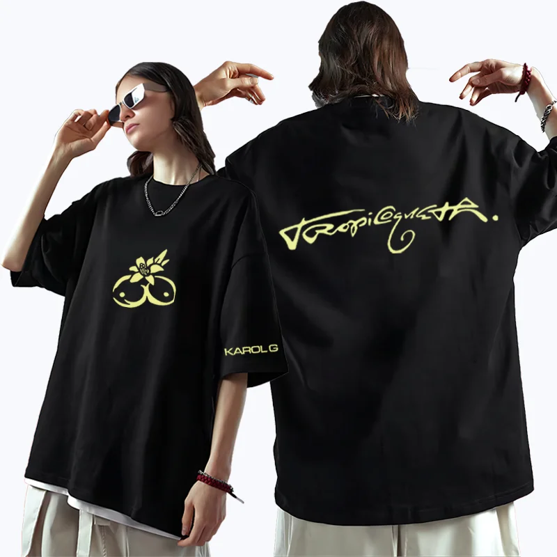 

Karol G Tropicoqueta 2025 Album Casual T-shirt Men Women Clothing Fashion High Quality T-shirts Top Street Hip Hop Cotton TShirt