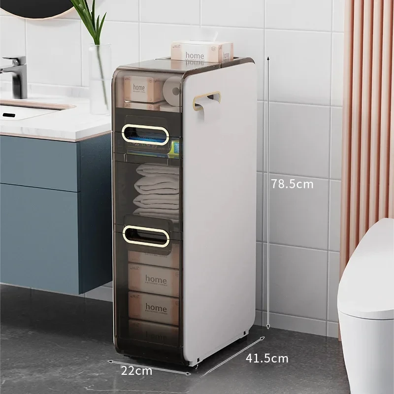 Slit Storage Cabinet Bathroom Drawer Storage Rack Household Shelf Toilet Narrow Seam Cabinet Bathroom Seam Cabinet Organizer