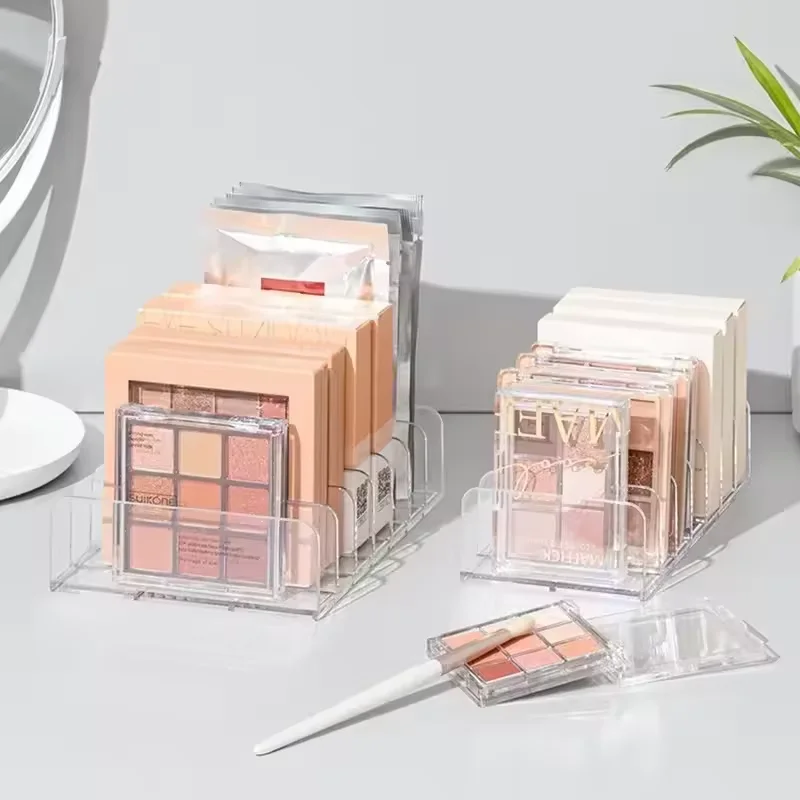 Makeup Organizer Box, 7-Compartment Clear Storage Shelf, Multi-Cell Display for Cosmetics, Blush, Eyeshadow,Space-Saving Durable - view 3