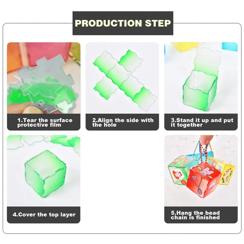 Guka Card Cube Small Item Storage Container Fun DIY Toy Card Box Gradient with Stickers Clearly Visible Design Card Holder
