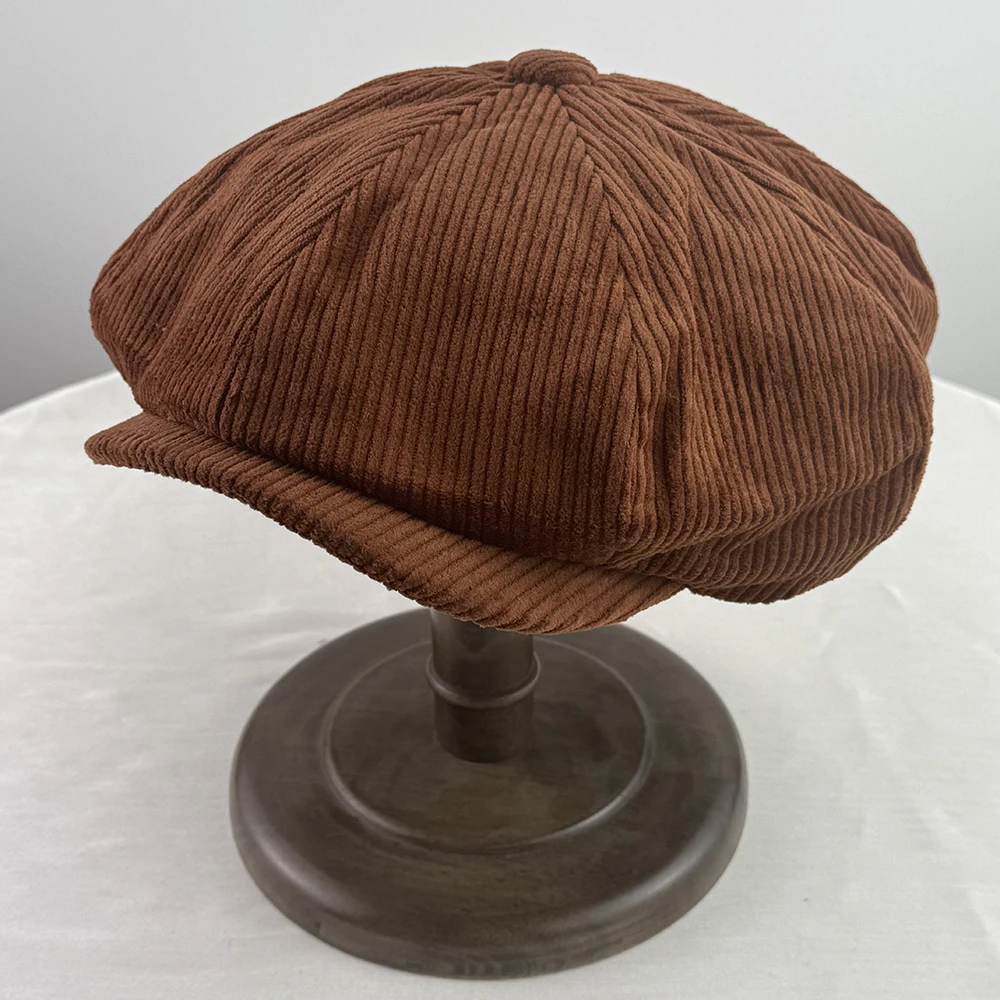 Bonés de inverno retro para homens veludo jornaleiro chapéu mulher boné plano masculino quente pai ao ar livre casual octogonal boné gatsby chapéu bjm34