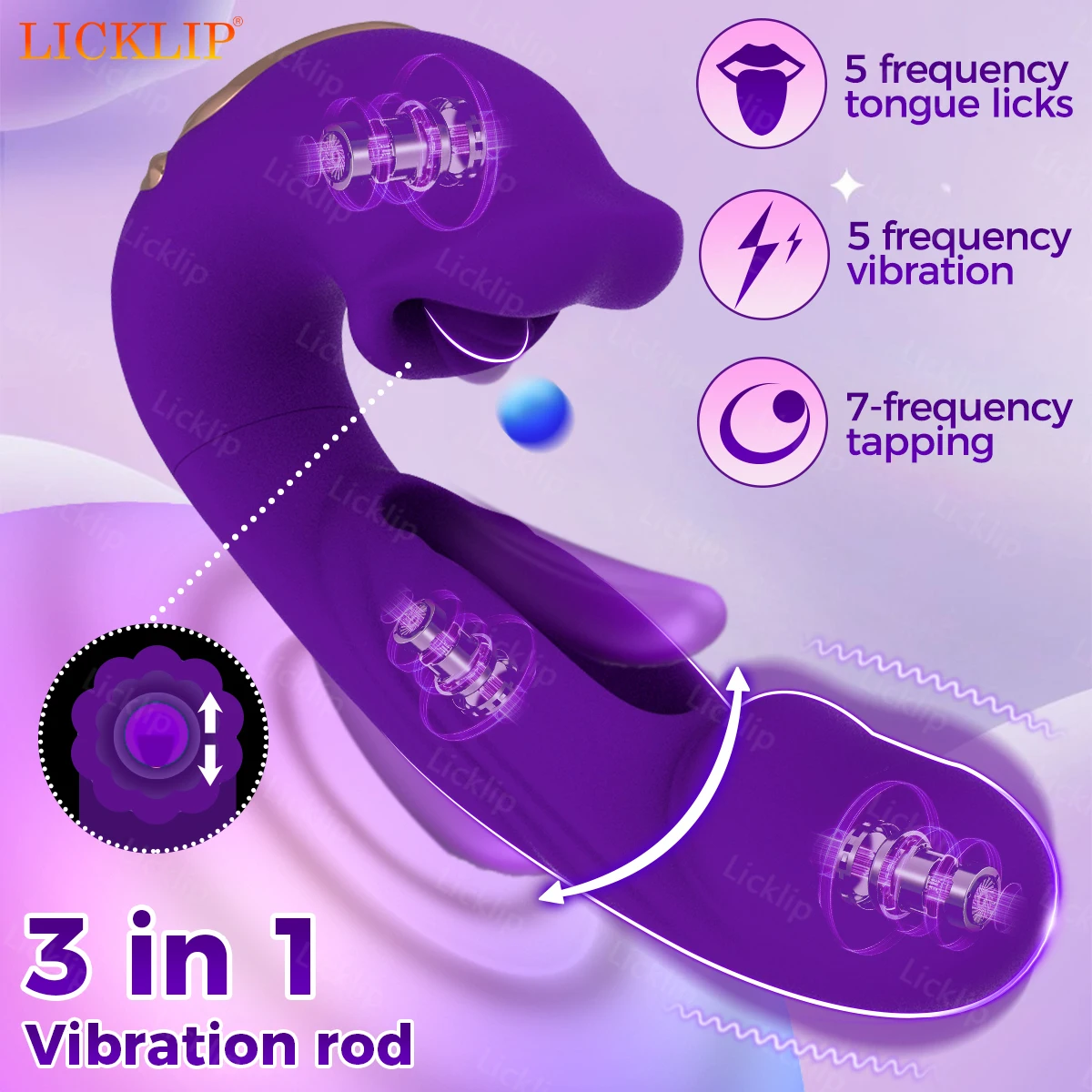 LICKLIP G Spot Flapping Vibrator Licking Modes Massager Tongue Toys for Women Clitoral Stimulation Dildo Anal Sex Toys Adult 18+