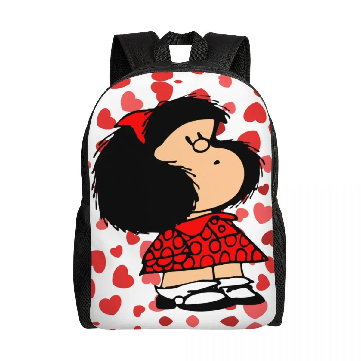 Niestandardowy plecak na laptopa Mafalda Power ze zmodernizowaną twarzą Casual Bookbag dla uczniów szkół średnich Quino Kawaii Cartoon Bags