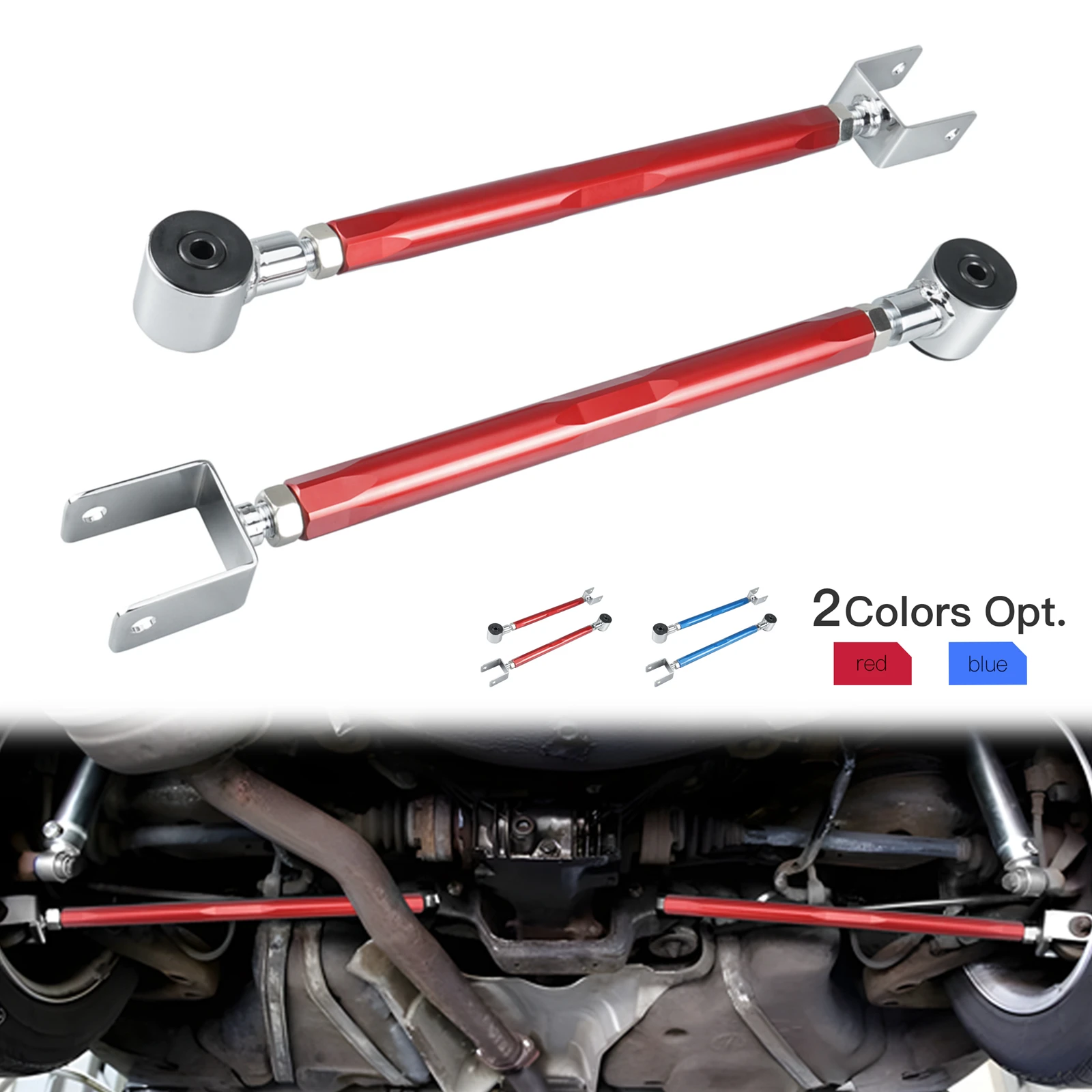 BEVINSEE +/- 2° Adjustable Rear Lower Camber Control Arms for BMW E36 E46 325i 328i 330i