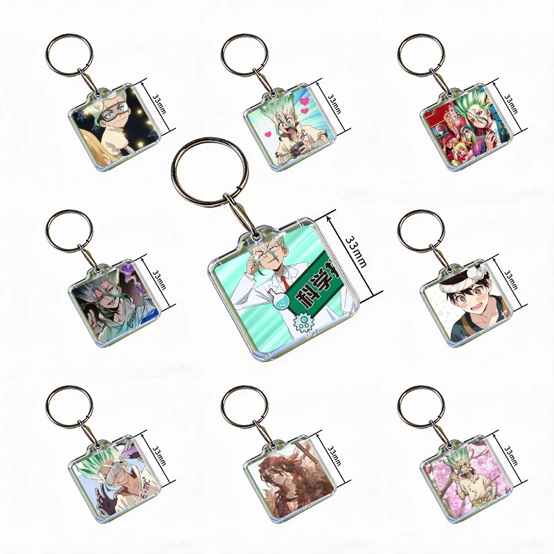 Anime D-Dr. Stone  Acrylic Keychain Handmade Hanging Ornaments for Clothes Backpack Decoration Accessories Gifts with Friends