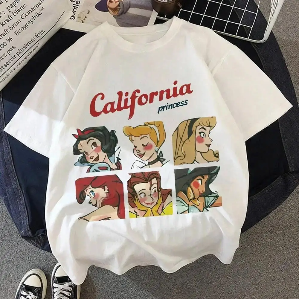 ديزني حسناء الأميرة طباعة بنين بنات تي شيرت القطن قصير الأكمام الكرتون أعلى ملابس الاطفال طفل تي شيرت الصيف الأطفال تي شيرت #1
