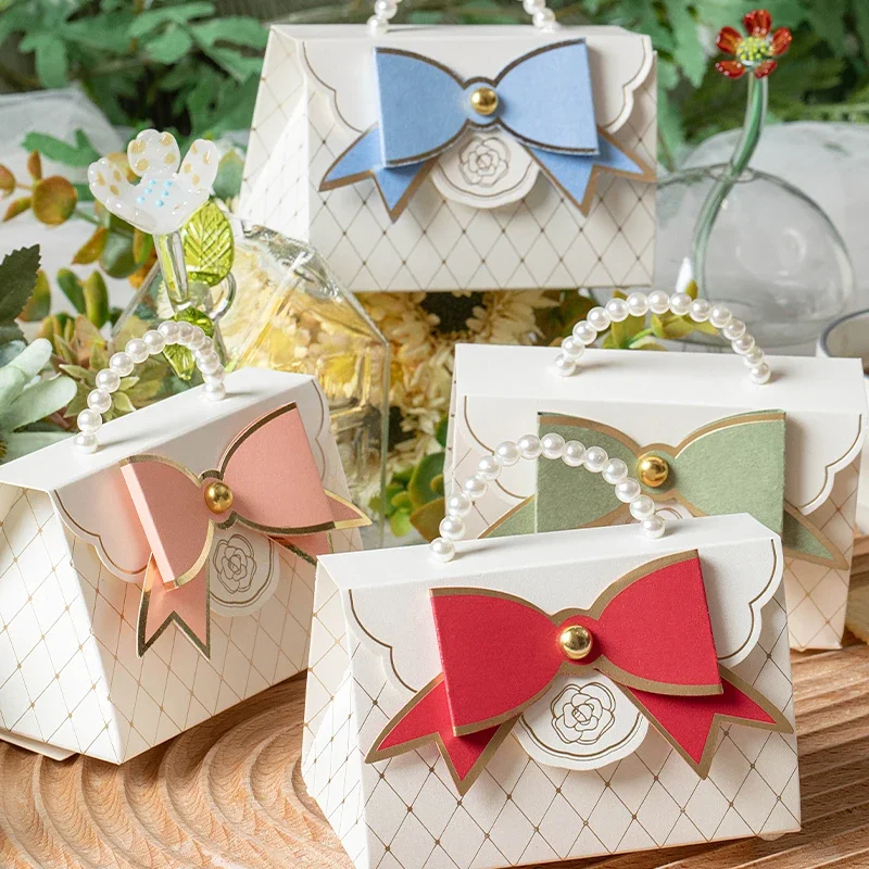 

Luxury Pearl Portable Wedding Favor Candy Box Packaging Chocolate Giveaways Boxes For Baby Shower Decoration Party Supplies