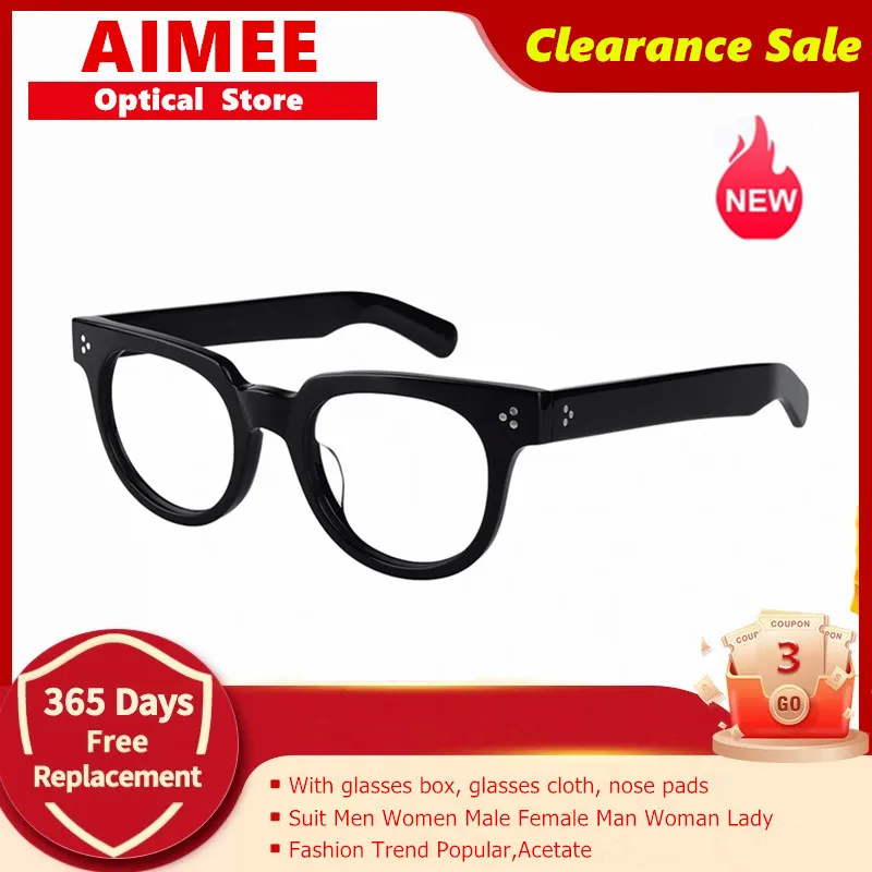 

Clearance Sale Handmade Vintage Round Glasses Frame Men Women Acetate Eyeglasses Fashion Eyewear Spectacle Frames OV5358