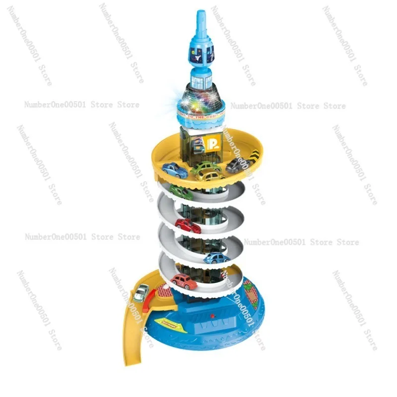 Children'S Rail Car Toy Skyscraper Lamplight Music Entrance Adventure Parking Lot Puzzle